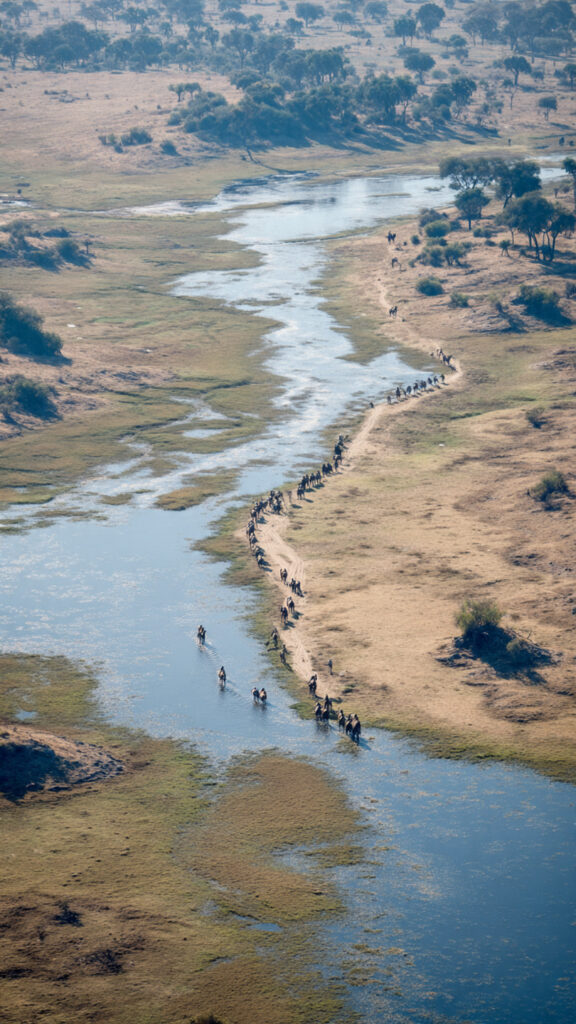 Okavango Delta, Botswana, Namibia, Angola, South Africa, climate migration, environmental stress, drought, water scarcity, livelihood loss, transboundary migration, migration health, cross-border movement, public health, health systems, migrant vulnerability, undocumented migrants, women migrants, children migrants, older adults, TB, HIV, maternal health, mental health, informal settlements, xenophobia, policy gaps, SADC, OKACOM, community-based adaptation, mobile clinics, climate-smart agriculture, migration monitoring, health access, primary healthcare, livelihood diversification, intersectional vulnerabilities, climate change, floodplain agriculture, tourism, migration policy, transnational health, public health preparedness, migration research, health equity, emergency medical services, migrant-inclusive clinics.